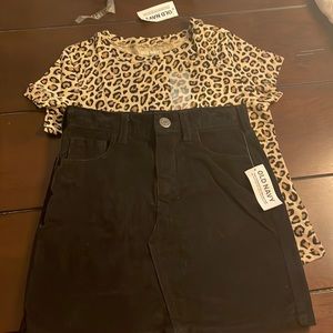 cheetah shirt and black skirt BRAND NEW!!!